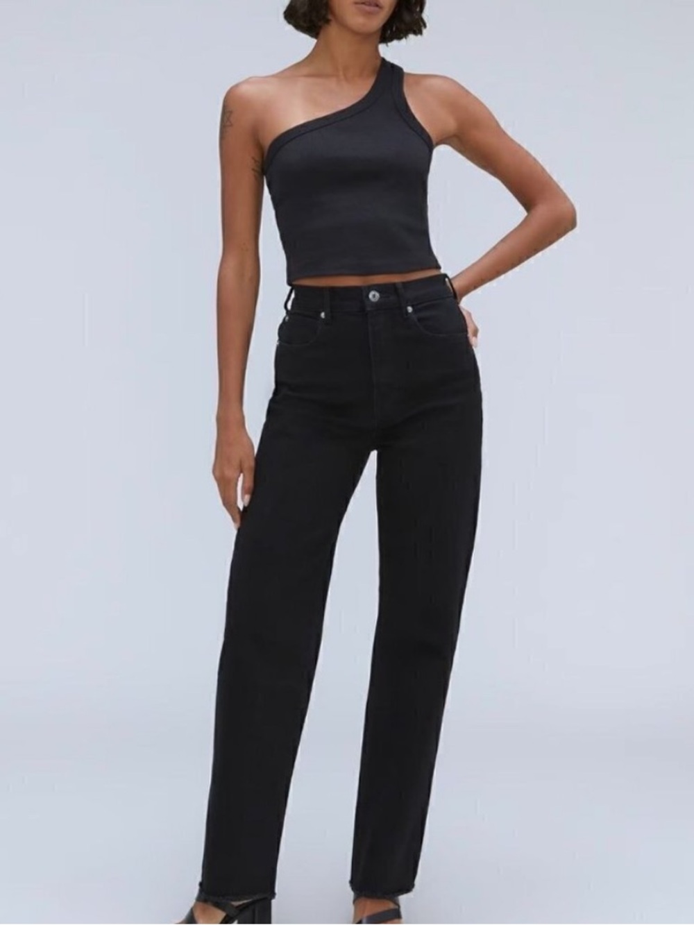 Everlane Black High-Rise Straight Jeans